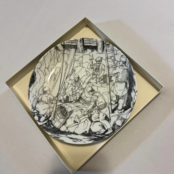 FURSTENBERG decorative Plate 1990 black white coal miner print - Picture 1 of 6